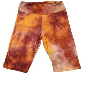 white birch Tie-Dye Bike Shorts in Orange and Rust Brown